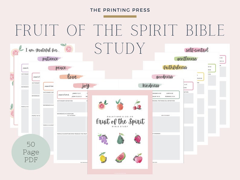 Fruit of the Spirit Bible Study Printable, Bible Study Guide, Galatians ...