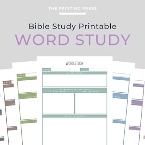 Étude de mot, étude biblique, étude biblique imprimable, modèle d'étude biblique minimaliste, notes d'étude biblique, étude chrétienne, téléchargement PDF