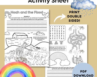 Noah's Ark Activity Sheet | Bible Story Coloring Page (PDF Download)