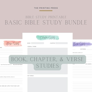 Basic Bible Study Bundle | Book, Chapter, & Verse | PDF Instant Download | Simple Personal Bible Study Tool Template | Bible Study Printable