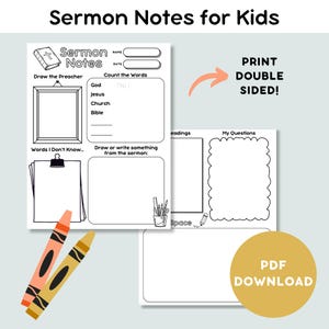 Kids Sermon Notes Printable | Bible Study Template (PDF Download)