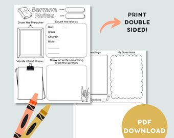 Kids Sermon Notes Printable | Bible Study Template (PDF Download)