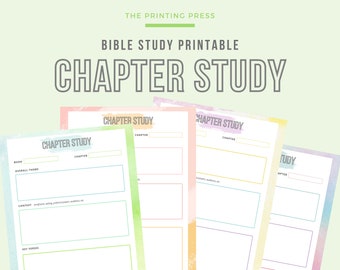 Bible Chapter Study Template, Christian Printable (Digital Download)