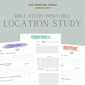 Bible Study, Biblical Location Study, Bible Study Template, Bible Study Tool, Personal Bible Study, Simple PDF Digital Download, Printable