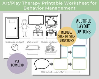Classroom Role-Play Printable, Art Therapy Worksheet, Play Therapy Creative, Narrative Therapy Worksheet, ADHD Kids Printable, Mental Health
