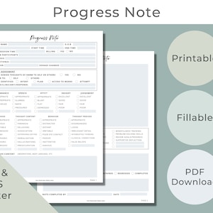 Therapy Progress Note Template, Fillable & Editable Form, Counseling Template, Clinical Tool, Therapy Tool, Therapy Progress Note, PDF File