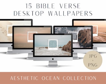 Aesthetic Ocean Bible Verse Desktop Wallpaper Bundle (Digital Download)