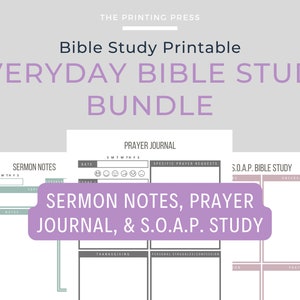 Alltags-Bibelstudien-Bundle, Predigtnotizen, digitale Kirchennotizen, Gebetstagebuch, SOAP-Studie, geführtes Gebet, druckbare Bibelstudie, PDF-Datei