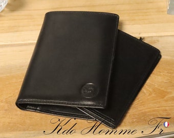 PORTEFEUILLE HOMME CUIR | Portefeuille avec porte-monnaie et porte carte | cadeau original papa | Maroquinerie Homme de luxe