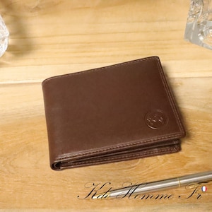 Portefeuille cuir RFID, Portefeuille homme Marron | Portefeuille porte-monnaie porte carte | cadeau pour papa | Maroquinerie Homme de luxe