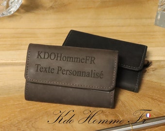 Personalized leather card holder | Engraved leather wallet and card holder | Personalized men's wallet | Men's birthday gift | Christmas gift