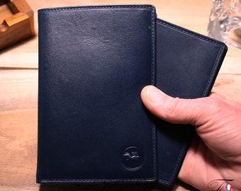Portefeuille en cuir véritable avec porte-monnaie | porte carte papier | Cadeau saint valentin original | Cadeau anniversaire homme