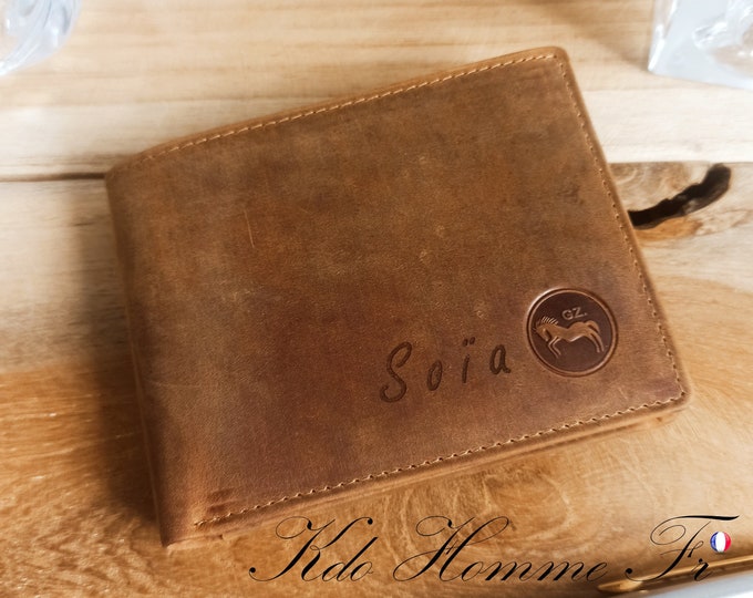 Featured listing image: Personalized genuine leather wallet | Men's wallet | Customizable men's wallet | Birthday gift | Christmas gift