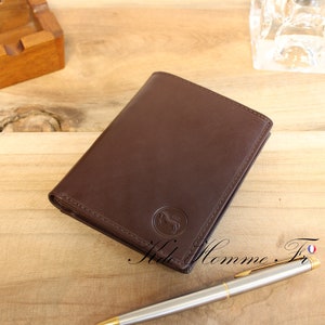 Cadeau de communion | Cadeau pour garçon | Portefeuille en cuir Marron RFID | Porte-feuille porte monnaie porte carte | Cadeau pour enfant