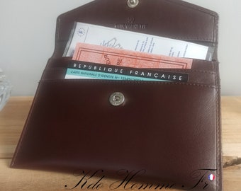 Protège Carte grise en cuir Marron | Porte papiers cuir Homme | Petite Maroquinerie Homme | Cadeau anniversaire pour lui père | cadeau papa