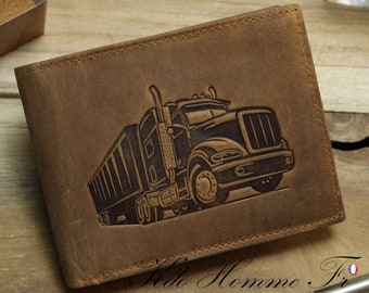 MEN'S WALLET Leather | Brown men's wallet | Leather goods in France | Birthday gift | Truck driver wallet