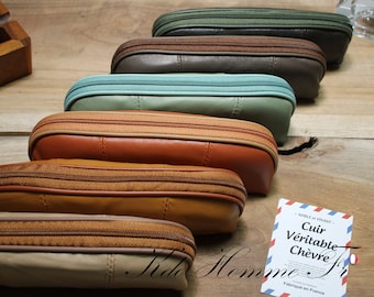 Leather Pencil Case for Men | Genuine Leather School or Office Pencil Case | Original Birthday Gift for Men, Dad | Men's Leather Goods