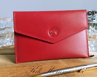 Red Leather Car Registration Document Holder | Men's Leather Document Holder | Men's Small Leather Goods | Birthday Gift for Him, Father | Dad Gift