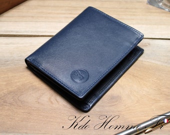 Blue RFID Leather Wallet | Wallet, Coin Purse, Card Holder | Original Gift for Teen, Man, Friend | Communion Gift for Boy