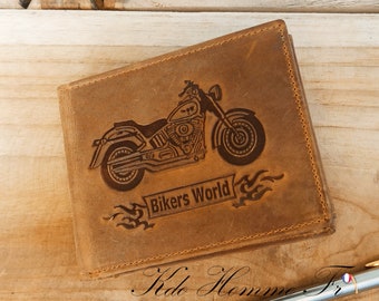 LEATHER BIKER WALLET | Men's four-fold wallet with coin purse and card holder in leather | men's gift | Leather goods France