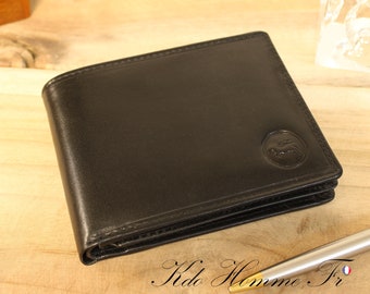 Men's black leather RFID wallet | leather purse | leather card holder | gift for best man | Luxury men's leather goods | leather bag
