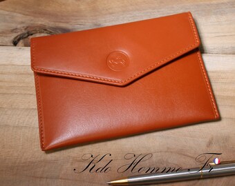 Camel leather registration card holder | Men's leather document holder | Men's small leather goods | Birthday gift for him, father | Dad gift