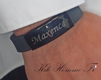 BRACELET HOMME | Bijoux personnalisé | Bracelet homme tendance | cadeau pour papa | Gravé en France textes initiales