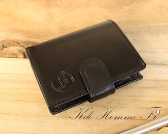 PORTE CARTE CUIR | Portefeuille Noir petit format | Maroquinerie Homme luxe | Porte feuille petit format | Porte-monnaie porte carte