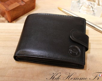 Black RFID Leather Wallet for Men | Wallet with Coin Purse and Card Holder | Original Gift Idea for Dad | Men's Leather Goods