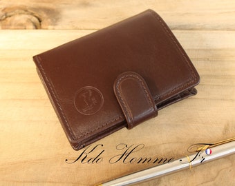 PORTE CARTE CUIR | Portefeuille Marron petit format | Maroquinerie Homme luxe | Porte feuille petit format | Porte-monnaie porte carte