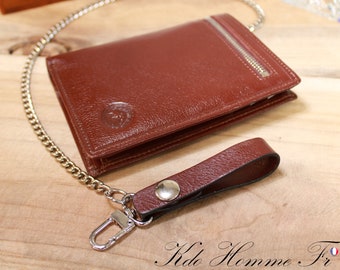 Portefeuille homme cuir Marron RFID | Portefeuille avec porte-monnaie et porte carte | Portefeuille original pour papa | Maroquinerie luxe