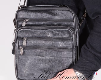 Sacoche homme | sacoche cuir homme | sac en bandoulière | sacoche en cuir Noir | sac en cuir | Cadeaux d'anniversaire | cadeau pour lui ami