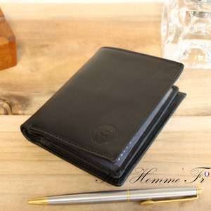 Cadeau pour garçon | cadeau de communion | Portefeuille en cuir Noir RFID | Porte-feuille porte monnaie porte carte | Cadeau pour ado homme