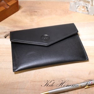 Protège Carte grise en cuir noir | Porte papiers cuir Homme | Petite Maroquinerie Homme | cadeau papa père | Cadeau anniversaire pour homme