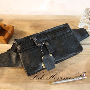 Sac banane en cuir véritable | Sacoche banane cuir | Sac bandoulière homme | sac cuir noir | sac pour homme | cadeau d'anniversaire pour lui