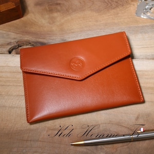 Protège Carte grise en cuir camel | Porte papiers cuir Homme | Petite Maroquinerie Homme | Cadeau anniversaire pour lui père | cadeau papa