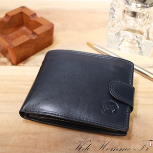 Portefeuille Homme cuir véritable | Portefeuille avec porte-monnaie et porte carte | Portefeuille bleu | Maroquinerie Homme Luxe | cadeau