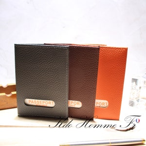 Protège Passeport en cuir véritable | Portefeuille de passeport et porte carte | Idée cadeau original pour papa | Maroquinerie Homme de luxe