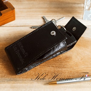 Porte-clé personnalisé en cuir | Porteclé cuir véritable gravé | Porte clé avec texte initiales porte carte de voiture | cadeau noël homme
