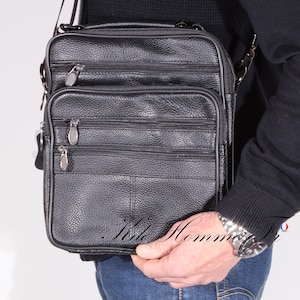 Sacoche homme | sacoche cuir homme | sac en bandoulière | sacoche en cuir Noir | sac en cuir | Cadeaux d'anniversaire | cadeau pour lui ami