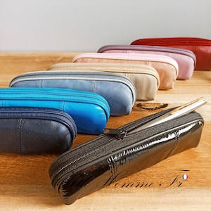 Trousse en cuir pour Homme | Trousse scolaire ou bureau en cuir véritable | Cadeau original anniversaire Homme Papa | Maroquinerie homme
