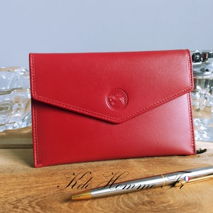 Protège Carte grise en cuir Rouge | Porte papiers cuir Homme | Petite Maroquinerie Homme | Cadeau anniversaire pour lui père | cadeau papa
