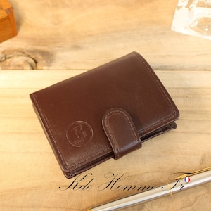 PORTE CARTE CUIR | Portefeuille Marron petit format | Maroquinerie Homme luxe | Porte feuille petit format | Porte-monnaie porte carte