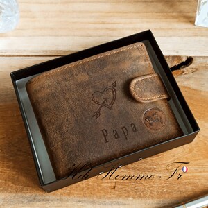 Portefeuille personnalisé Portefeuille en cuir Portefeuille gravé cadeau personnalisé Cadeau anniversaire Cadeau Noël Homme papa image 7