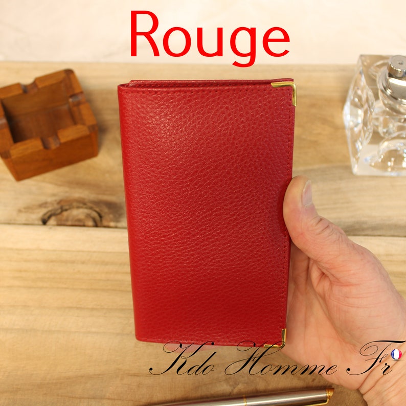 Protège Carte grise en cuir Porte papiers cuir Homme Petite Maroquinerie Homme Cadeau anniversaire pour lui Idée cadeau papa lui Rouge