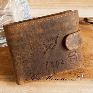Portefeuille personnalisé | Portefeuille en cuir | Portefeuille gravé | cadeau personnalisé | Cadeau anniversaire | Cadeau Noël Homme papa