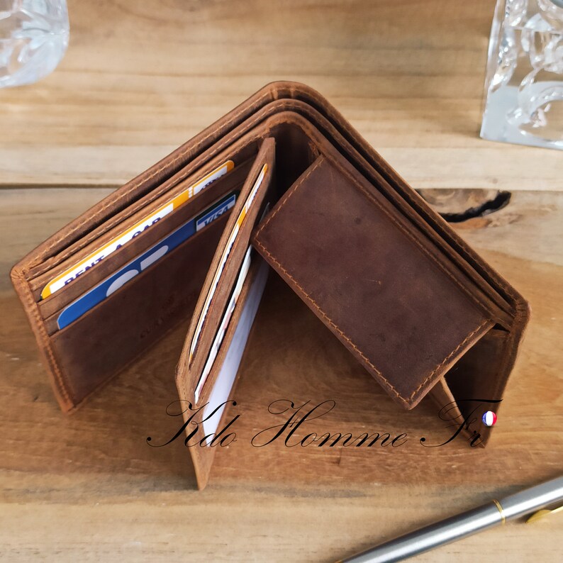 Portefeuille personnalisé cuir véritable Portefeuille pour homme porte feuille homme personnalisable cadeau anniversaire Cadeau noël image 4