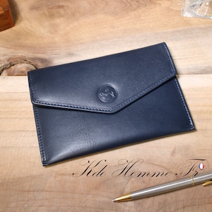 Protège Carte grise en cuir Bleu | Porte papiers cuir Homme | Petite Maroquinerie Homme | Cadeau anniversaire pour lui père | cadeau papa