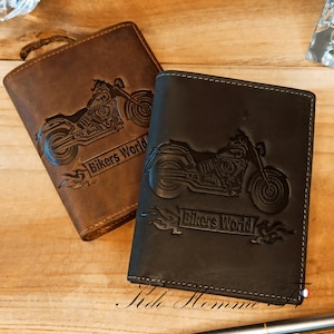PORTEFEUILLE CUIR MOTARD | Porte feuille homme a quatre volet avec porte-monnaie et porte carte en cuir | cadeau homme | Maroquinerie France