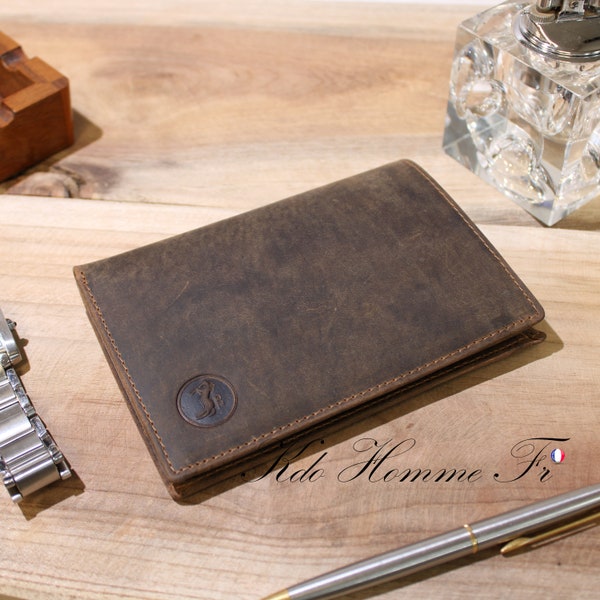 Portefeuille homme cuir Marron RFID | Portefeuille avec porte papiers et porte carte | Idée cadeau original pour papa | Maroquinerie de luxe